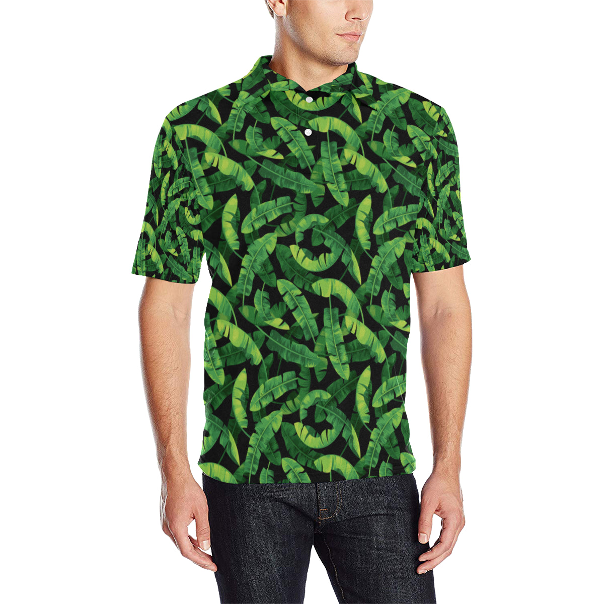 Banana Leaf Pattern Print Design 02 Men Polo Shirt