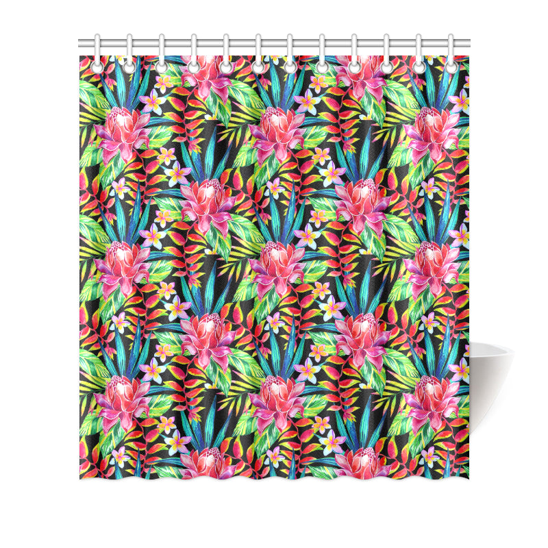 Heliconia Pattern Print Design HL02 Shower Curtain