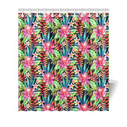 Heliconia Pattern Print Design HL02 Shower Curtain