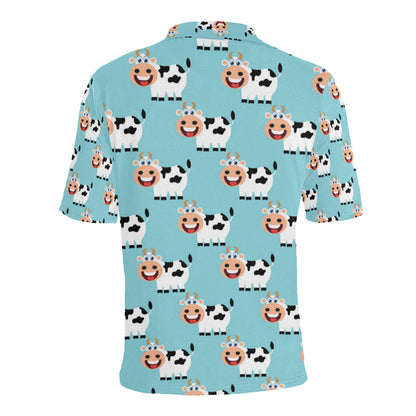 Cattle Cute Pattern Print Design 01 Men Polo Shirt