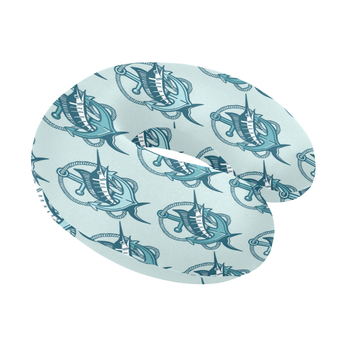 Swordfish Pattern Print Design 03 U-Shaped Travel Neck Pillow
