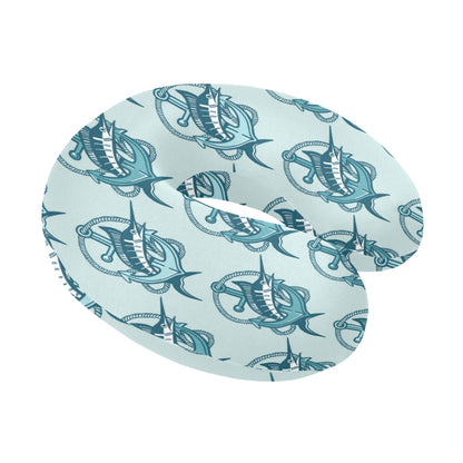 Swordfish Pattern Print Design 03 U-Shaped Travel Neck Pillow