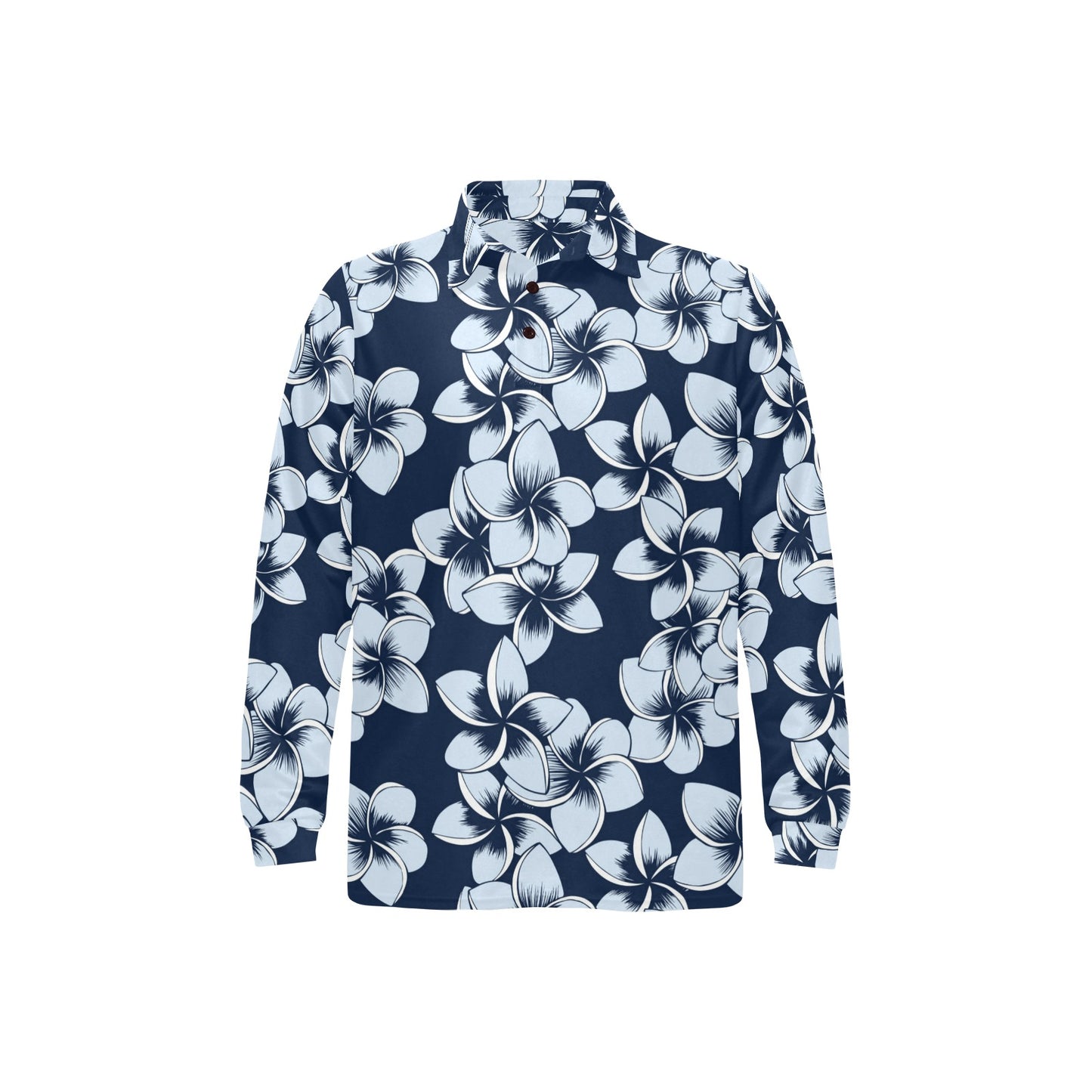 Plumeria Pattern Print Design A02 Long Sleeve Polo Shirt For Men's