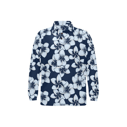 Plumeria Pattern Print Design A02 Long Sleeve Polo Shirt For Men's