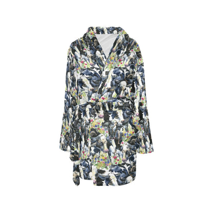Cow Watercolor Print Pattern Women's Fleece Robe