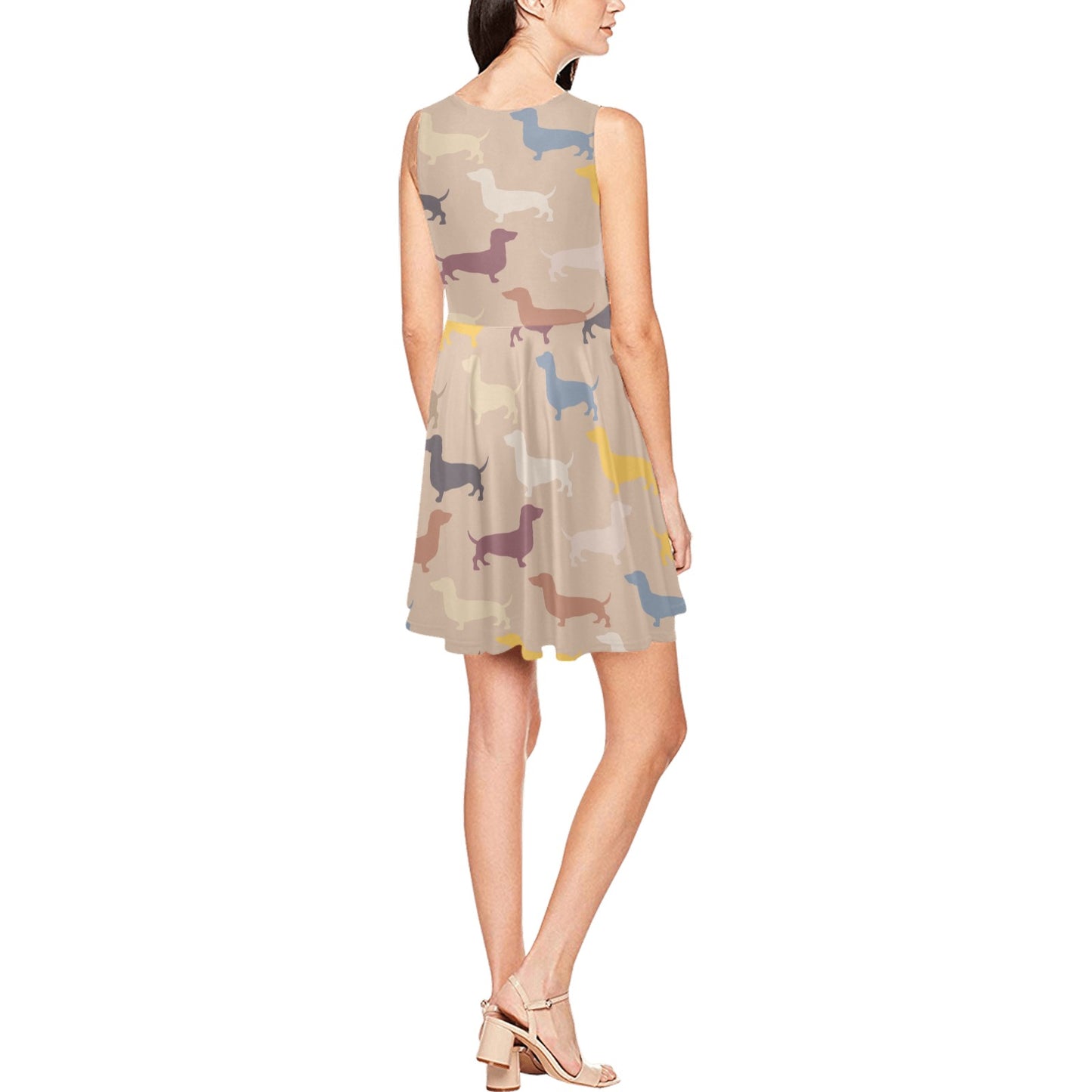Dachshund Pattern Print Design 03 Sleeveless Dress