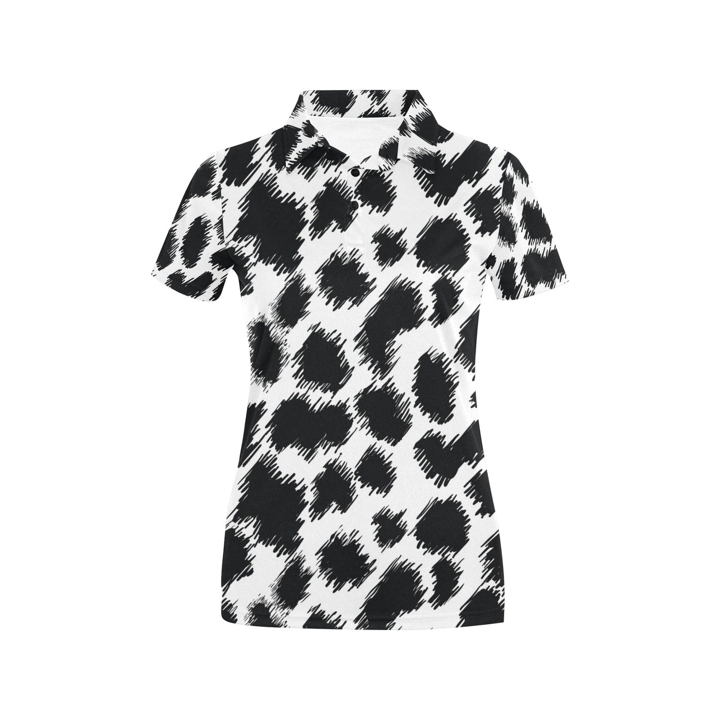 Cheetah Black Print Pattern Women's Polo Shirt