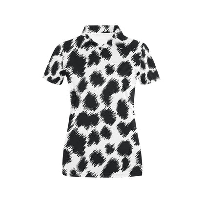Cheetah Black Print Pattern Women's Polo Shirt