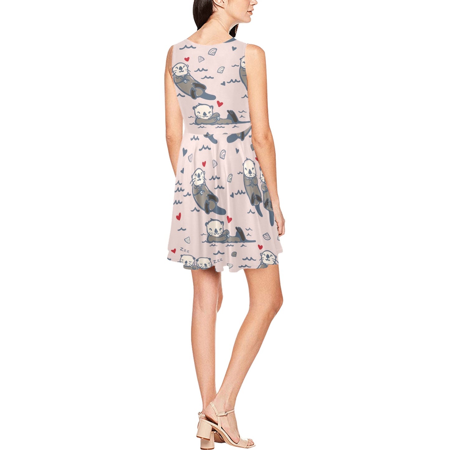 Sea Otter Pattern Print Design 02 Sleeveless Dress