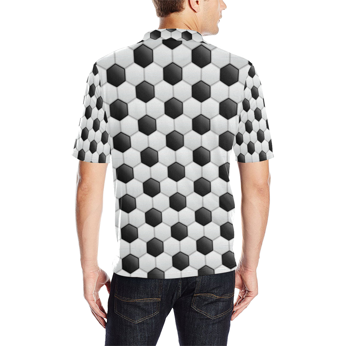 Soccer Ball Texture Print Pattern Men Polo Shirt