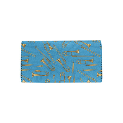 Trombone Pattern Print Design 01 Women's Trifold Wallet