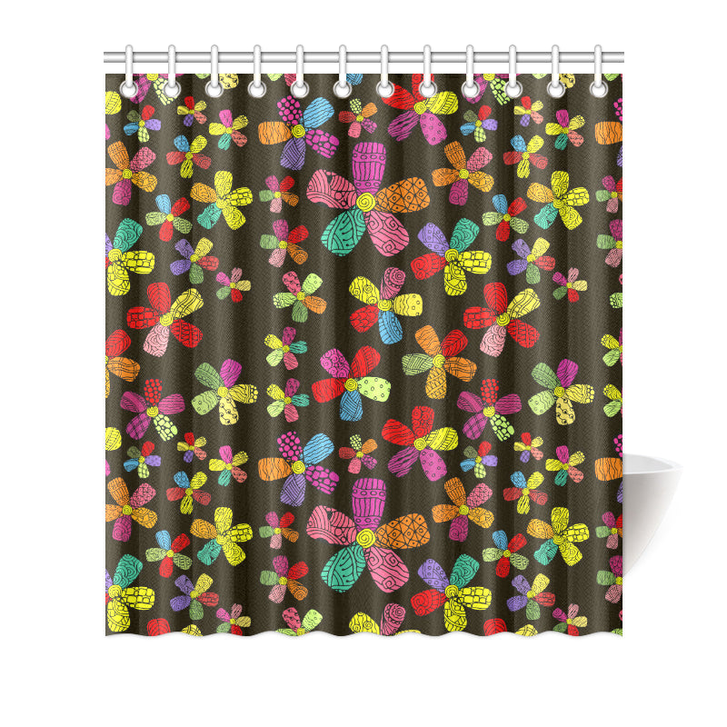 Flower Power Colorful Print Pattern Shower Curtain