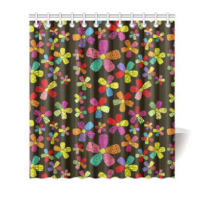Flower Power Colorful Print Pattern Shower Curtain