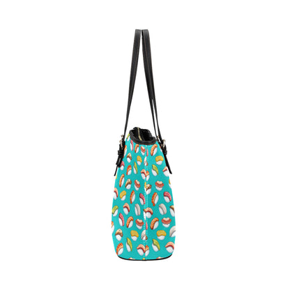 Sushi Themed Print Leather Tote Bag