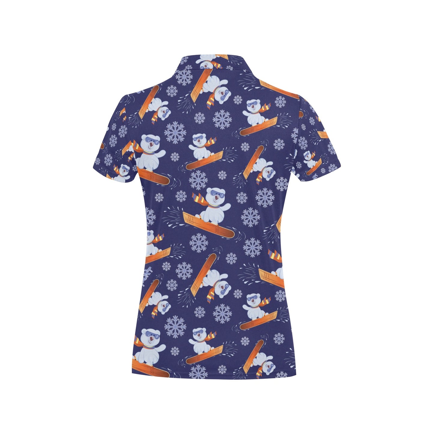Snowboard Bear Print Design LKS305 Women's Polo Shirt