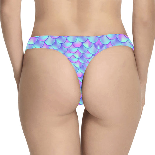 Mermaid Tail Design Print Pattern Women's Thongs