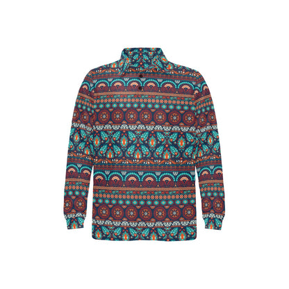 Suzani Print Design LKS302 Long Sleeve Polo Shirt For Men's