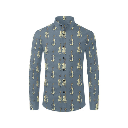 Violin Print Design LKS403 Men's Long Sleeve Dress Shirt