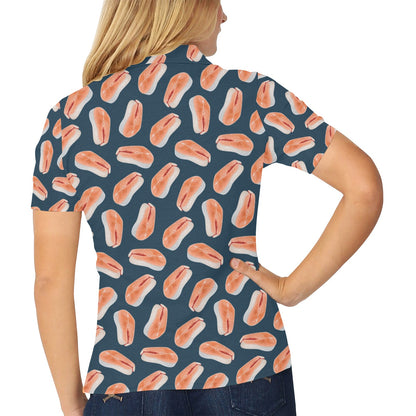 Salmon Steak Print Design LKS306 Women's Polo Shirt