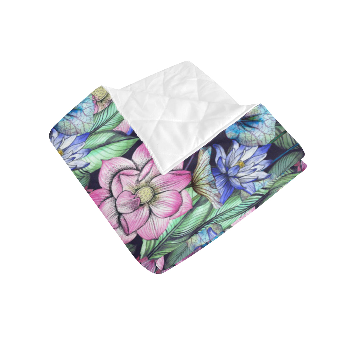 Water Lily Pattern Print Design WL07 Premium Quilt