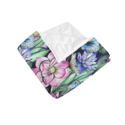 Water Lily Pattern Print Design WL07 Premium Quilt