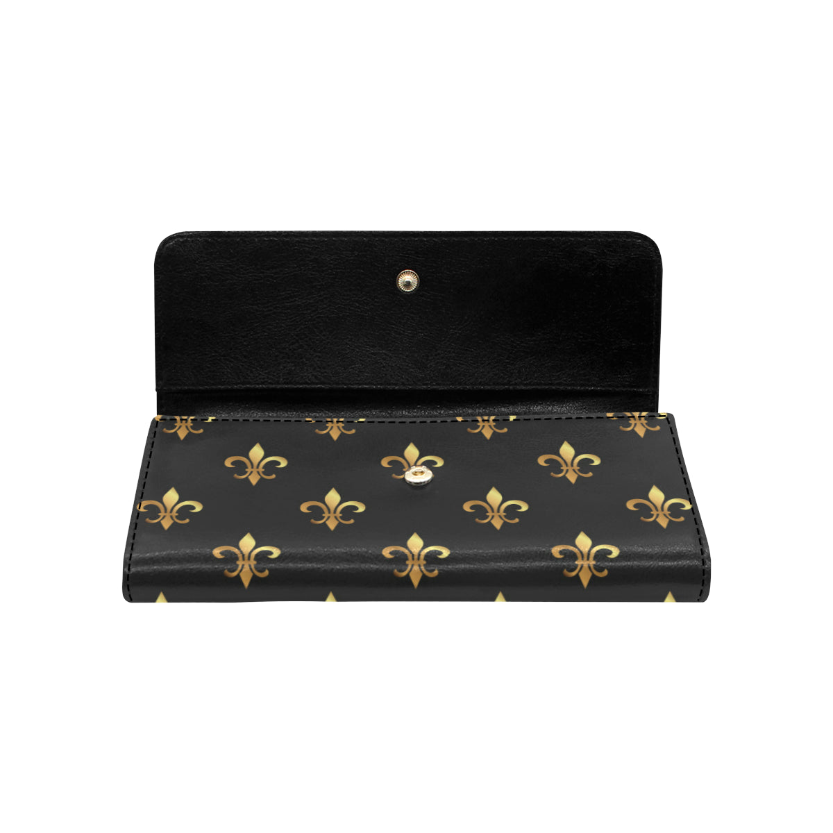 Fleur De Lis Gold Pattern Print Design 03 Women's Trifold Wallet