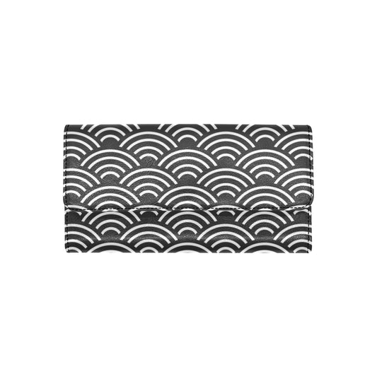 Scales Black White Pattern Print Design 03 Women's Trifold Wallet