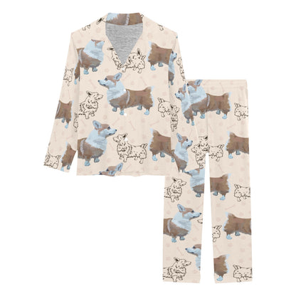 Pembroke Welsh Corgis Pattern Print Design A03 Women's Long Pajama Set