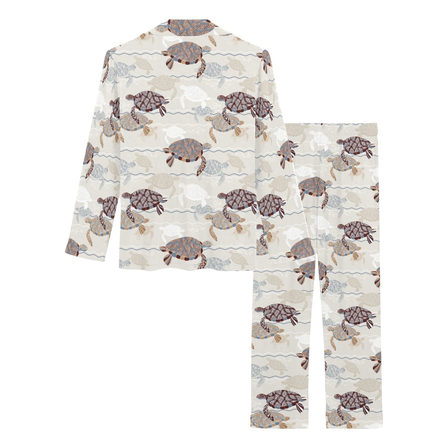 Sea Turtle Pattern Print Design T07 Women's Long Pajama Set