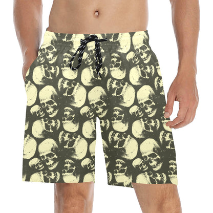Skull Print Design LKS302 Men's Swim Trunks Beach Shorts