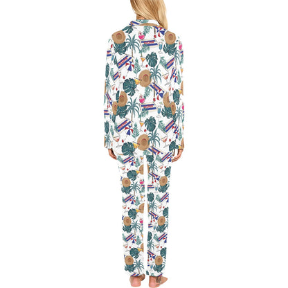 Aloha Hawaii Beach Pattern Print Design 04 Women's Long Pajama Set