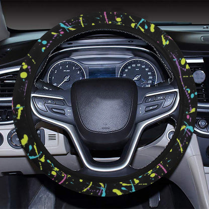 Splatter Multicolor Print Design LKS302 Steering Wheel Cover with Elastic Edge