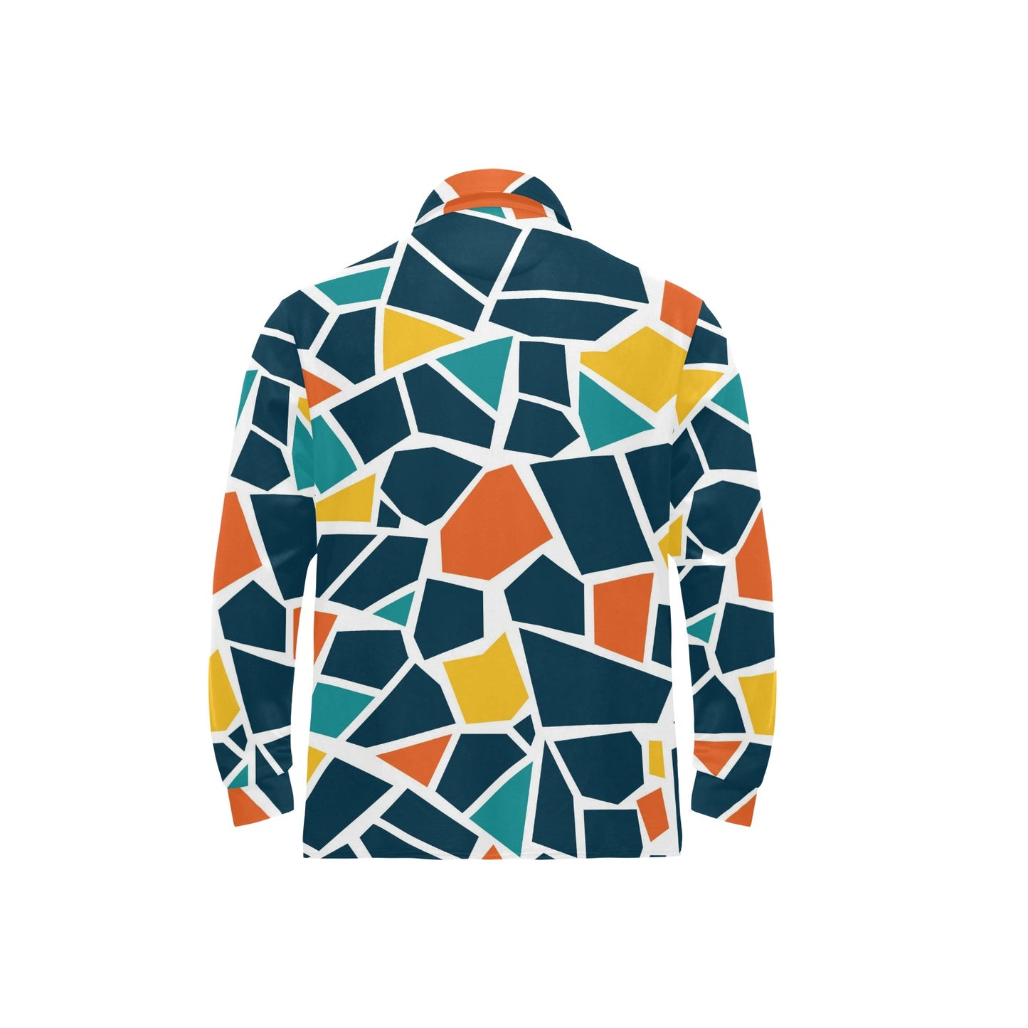 Mosaic Pattern Print Design 02 Long Sleeve Polo Shirt For Men's