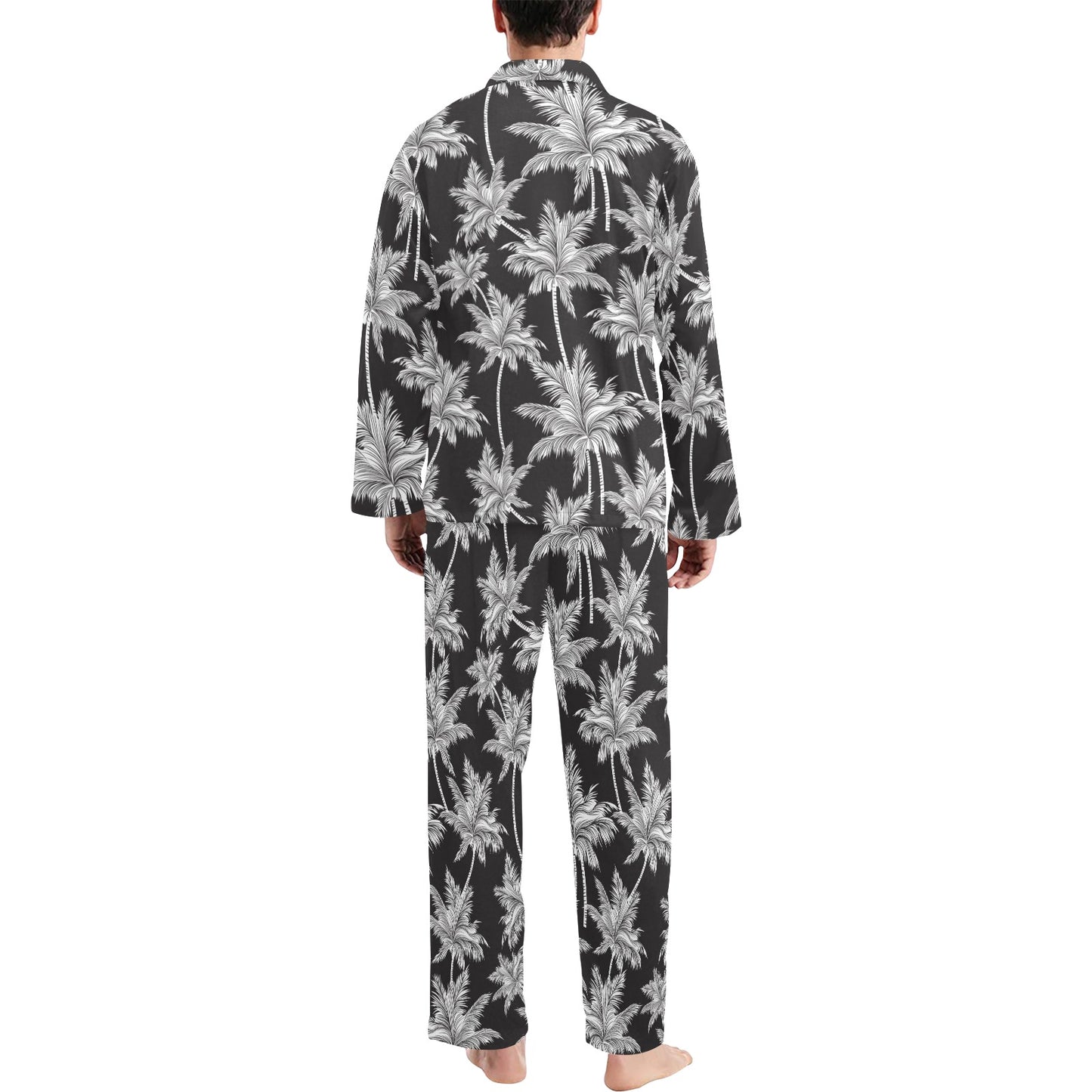 Palm Tree Pattern Print Design PT03 Men's Long Pajama Set
