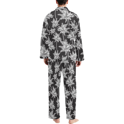 Palm Tree Pattern Print Design PT03 Men's Long Pajama Set