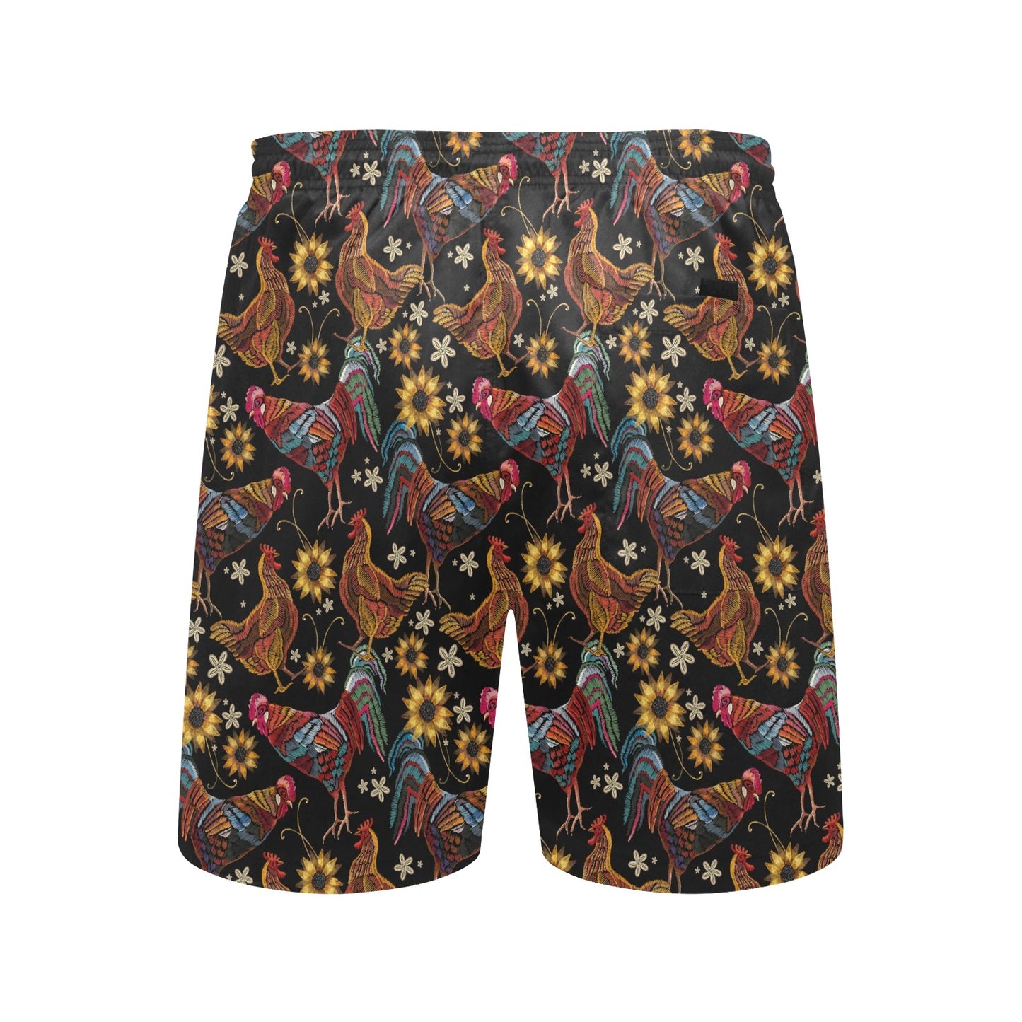 Chicken Embroidery Style Men's Swim Trunks Beach Shorts