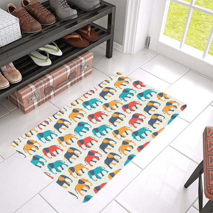 Elephant Colorful Print Pattern Rubber Doormat