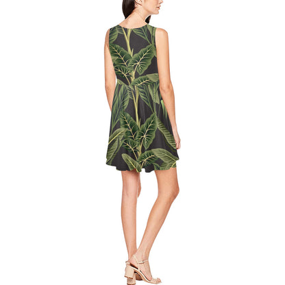 Banana Leaf Pattern Print Design BL04 Sleeveless Dress