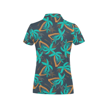 Palm Tree Pattern Print Design PT01 Women's Polo Shirt