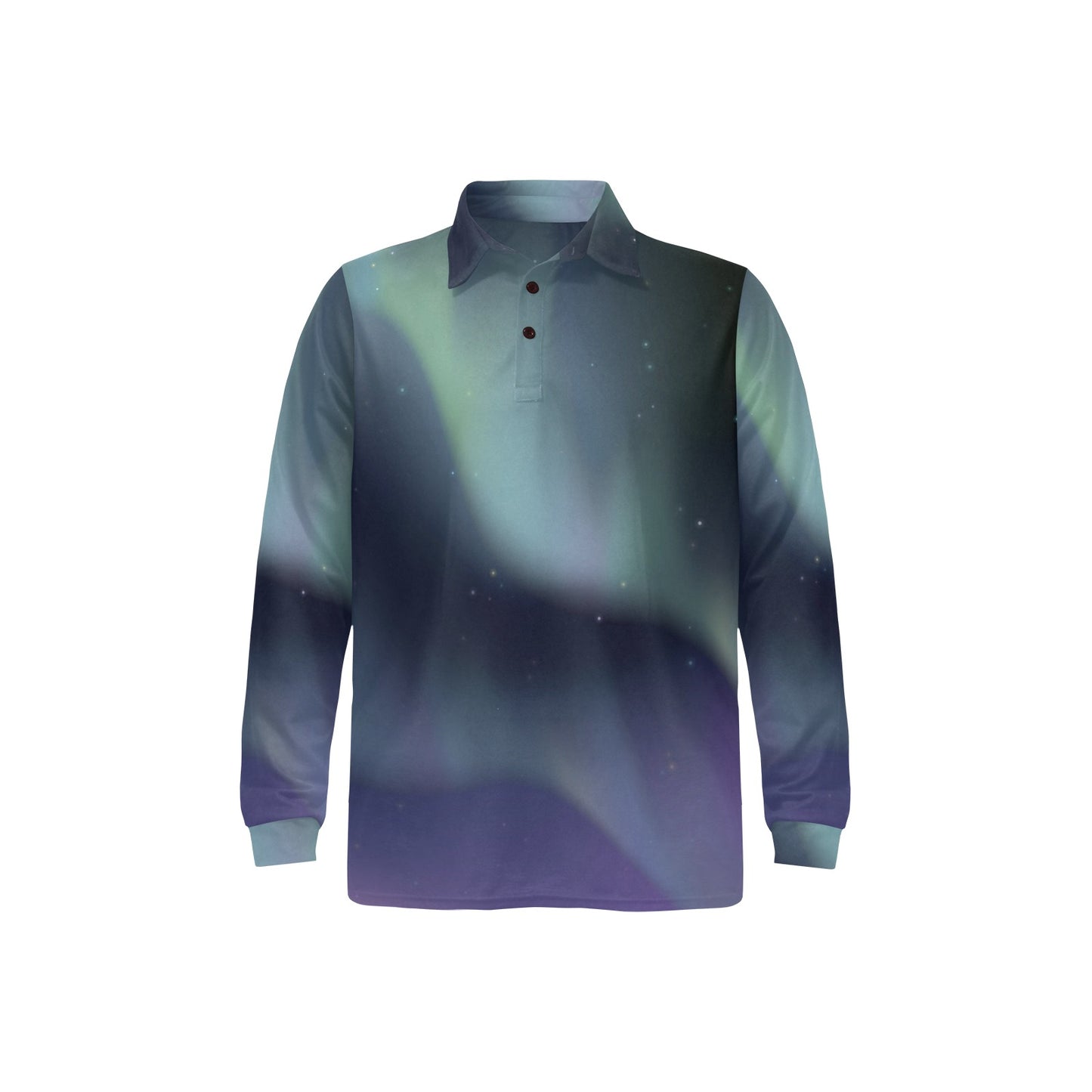 Aurora Borealis Pattern Print Design 01 Long Sleeve Polo Shirt For Men's