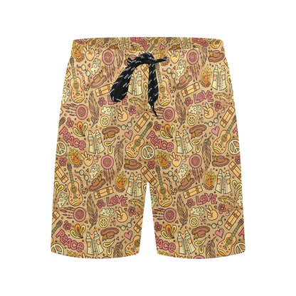 Hippie Print Design LKS305 Men's Swim Trunks Beach Shorts