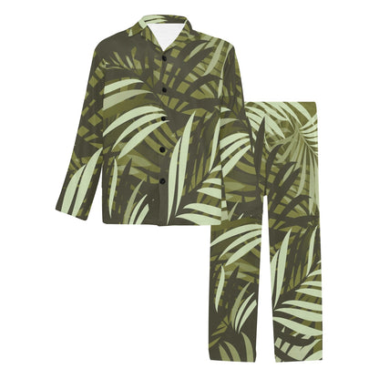Palm Leaves Pattern Print Design PL05 Men's Long Pajama Set