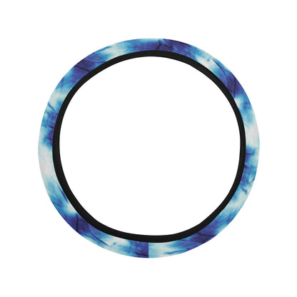 Tie Dye Blue Print Design LKS305 Steering Wheel Cover with Elastic Edge