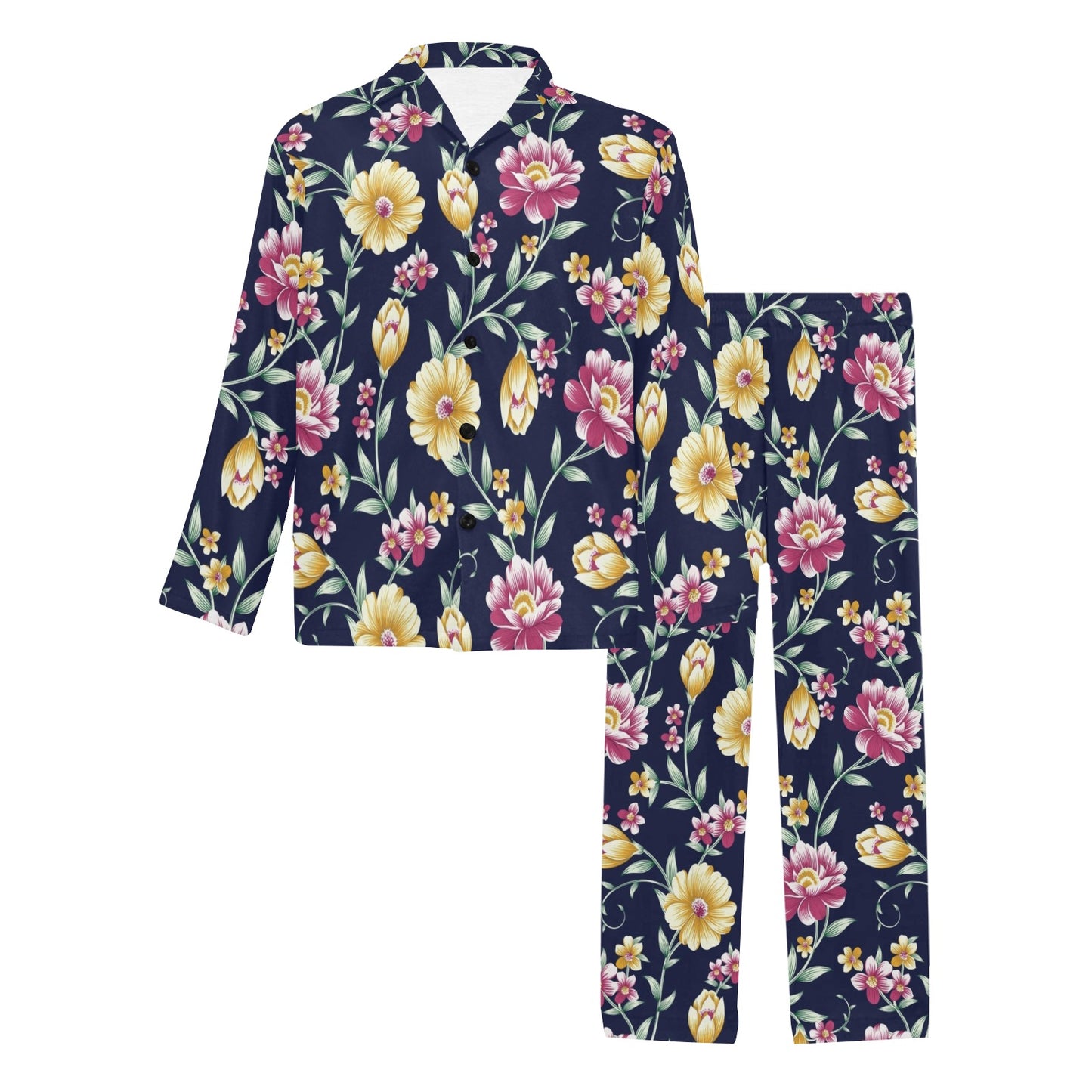 Gerberas Pattern Print Design GB03 Men's Long Pajama Set