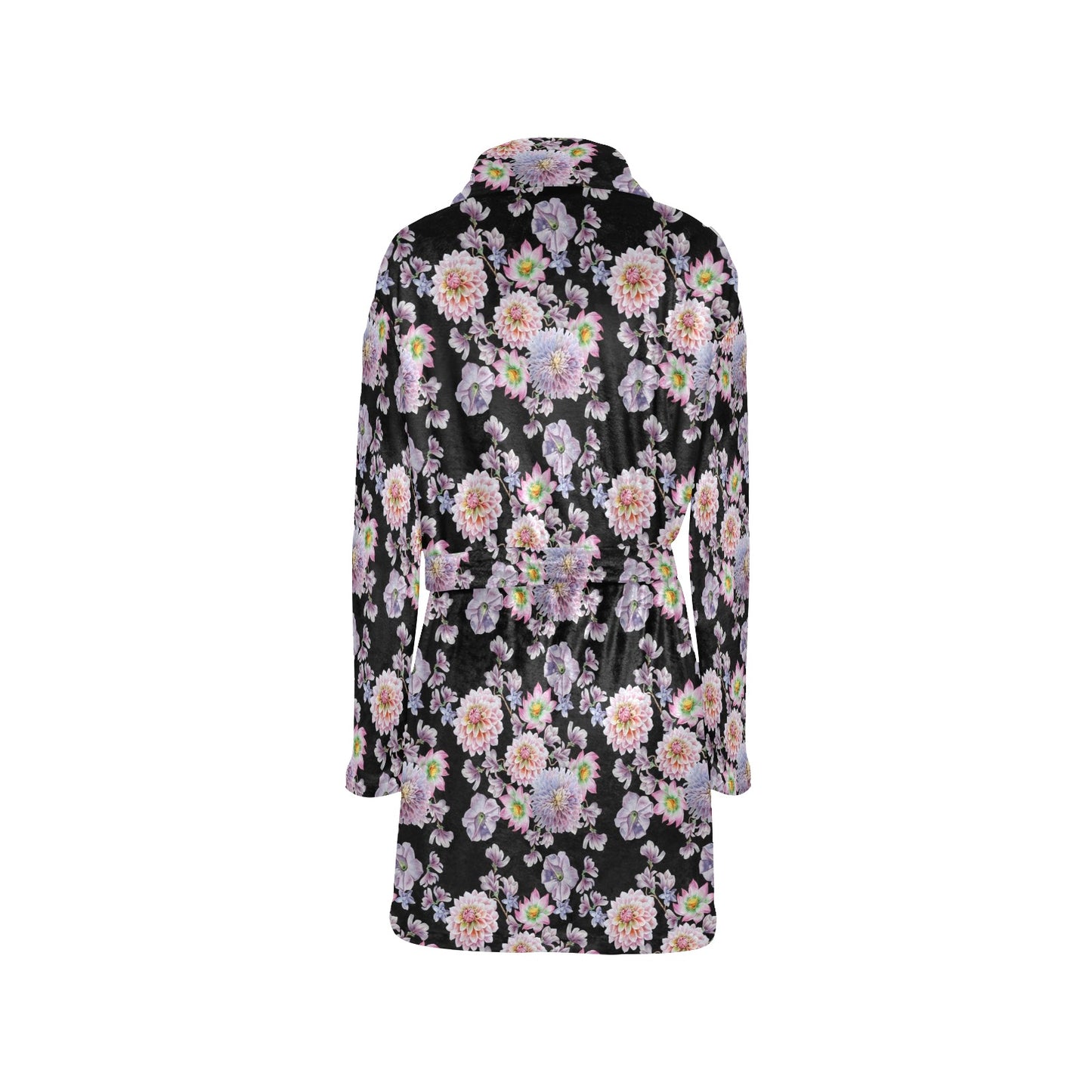Dahlia Pattern Print Design DH012 Women's Fleece Robe