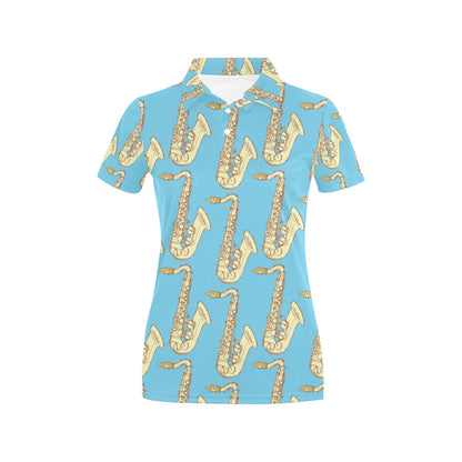 Saxophone Pattern Print Design 03 Women's Polo Shirt