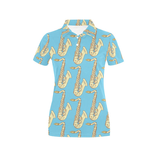 Saxophone Pattern Print Design 03 Women's Polo Shirt