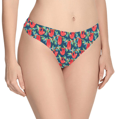 Sloth Red Design Themed Print Women's Thongs