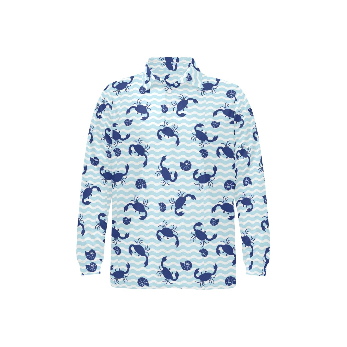Crab Pattern Print Design 04 Long Sleeve Polo Shirt For Men's