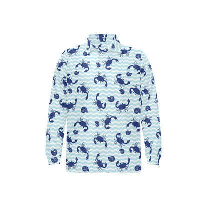 Crab Pattern Print Design 04 Long Sleeve Polo Shirt For Men's